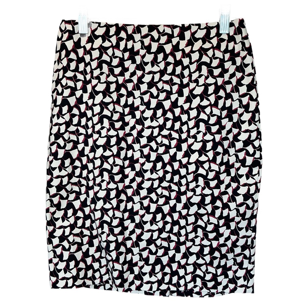 Ann Taylor Factory Black, White and Pink Geometric Pencil Skirt 0P EUC